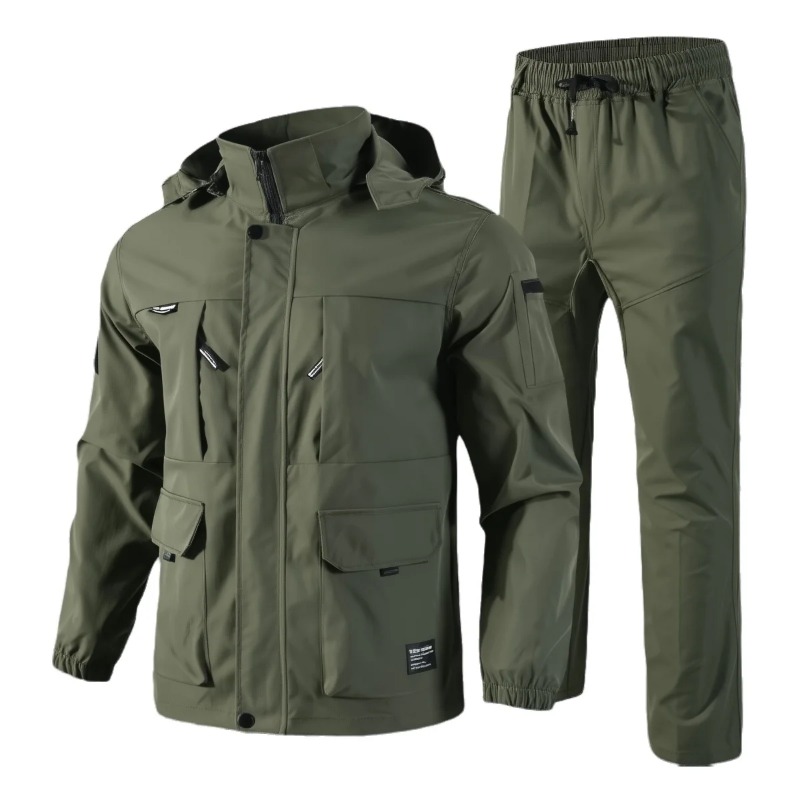 Outdoor Adventure Trips - メンズ戦術セット春秋フリース裏地付き取り外し可能な帽子屋外ハイキング作業服戦闘トレーニング狩猟軍服男性
